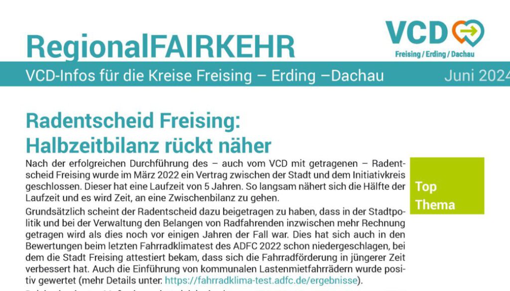 RegionalFAIRKEHR 1/2024 Mitgliederrundbrief VCD Freising-Erding-Dachau 16 zu 9